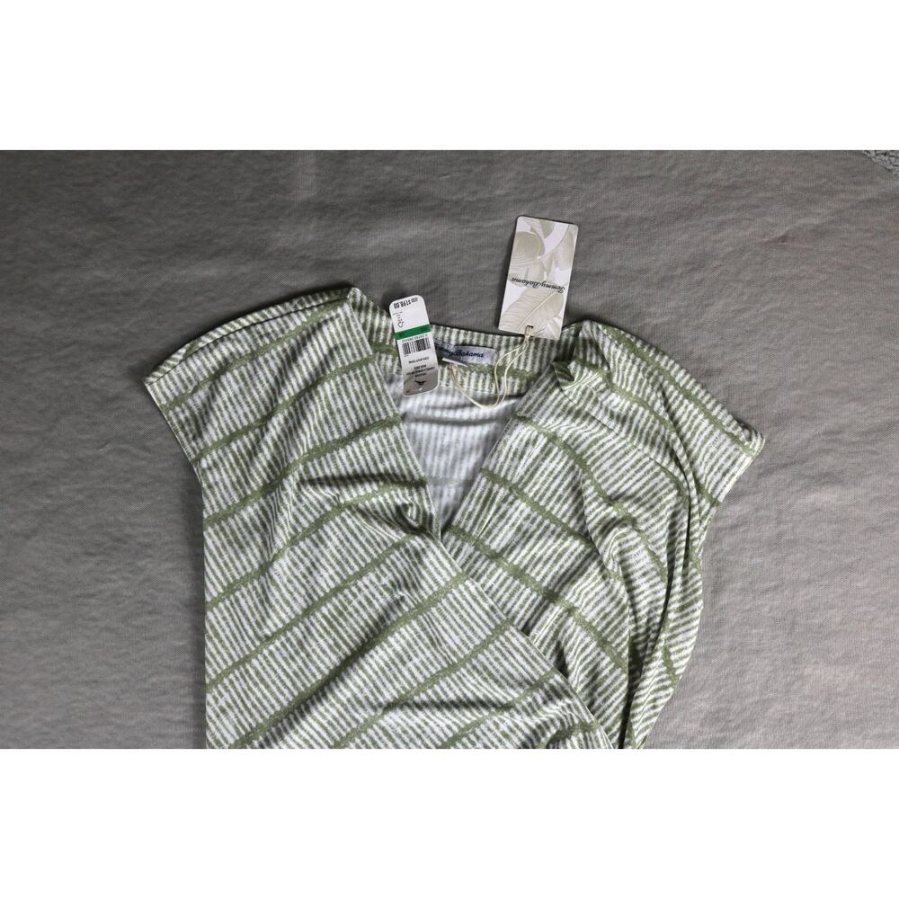 New Tommy Bahama Dress L Green Carmela Bungalow Bay Stripe Faux Wrap Maxi UPF 30 - Picture 7 of 14